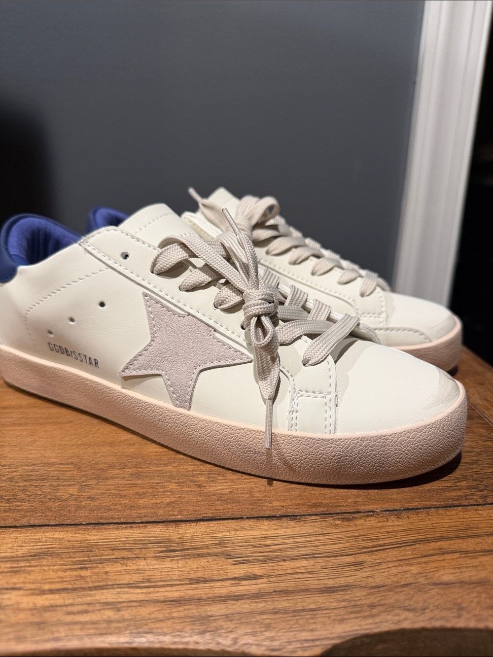 FAKE Golden Goose Sneakers with Gray Star and Blue Heel, Size 39
